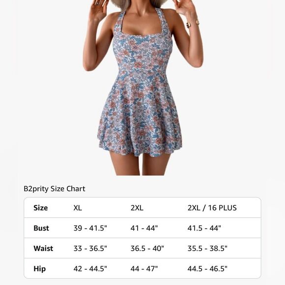B2prity Women's One Piece Swimdress Swimsuit Tummy Control Floral XXL 2XL NWT - Picture 8 of 8